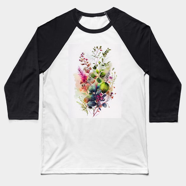 Spring times flowers watercolor art Baseball T-Shirt by JBJart